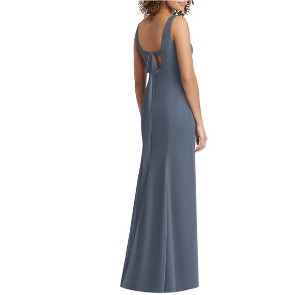 SOCIAL BRIDESMAIDS V-Neck Back Tie Chiffon Trumpet Gown Silverstone 8194 6R NWT - Picture 9 of 9